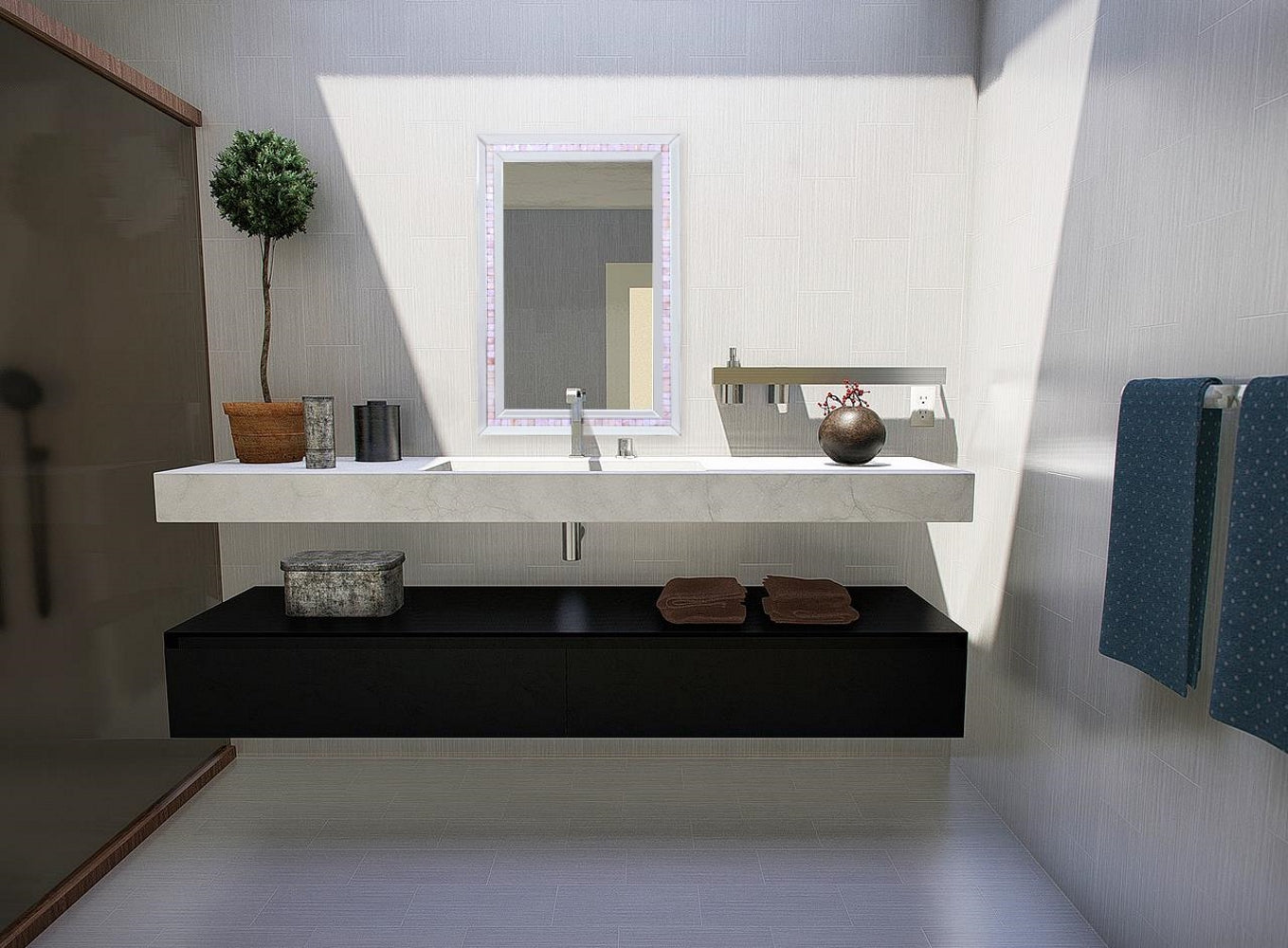Mosaic Tiled Beveled Bathroom/Vanity Mirror