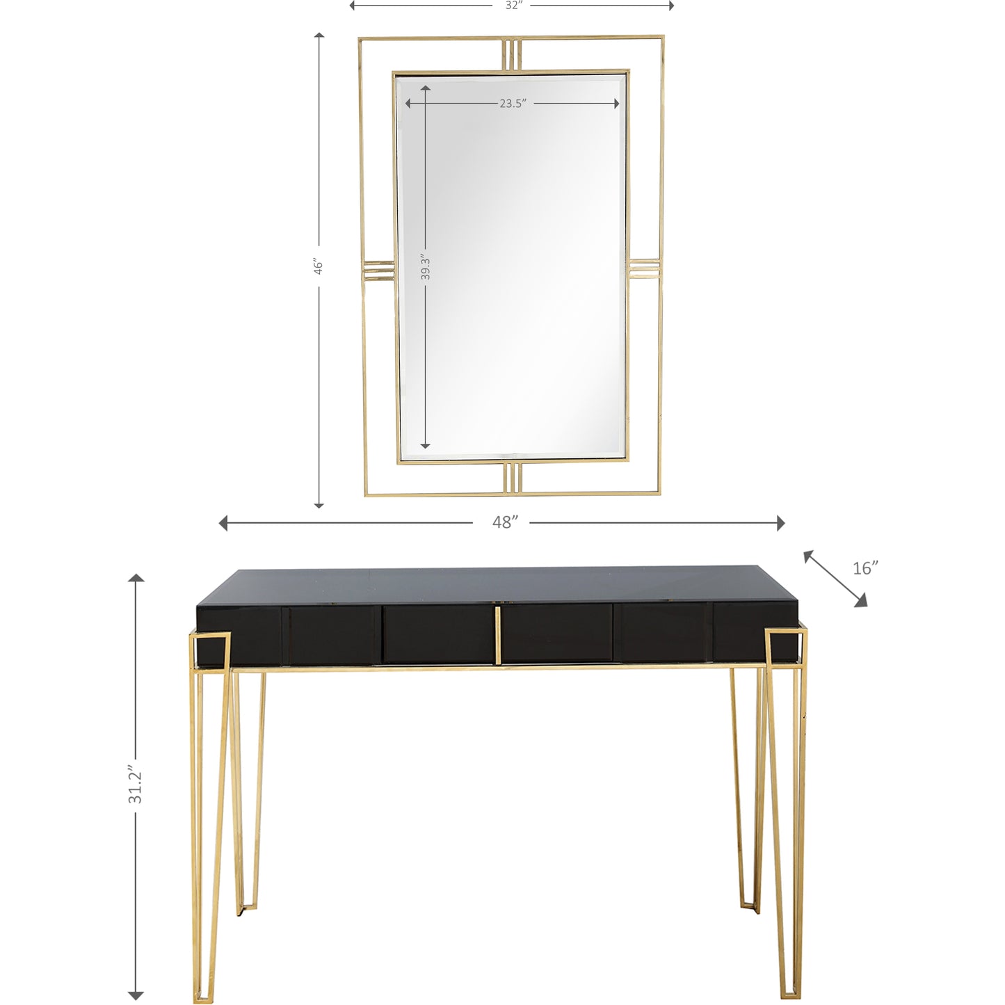 Daria Wall Mirror and Console