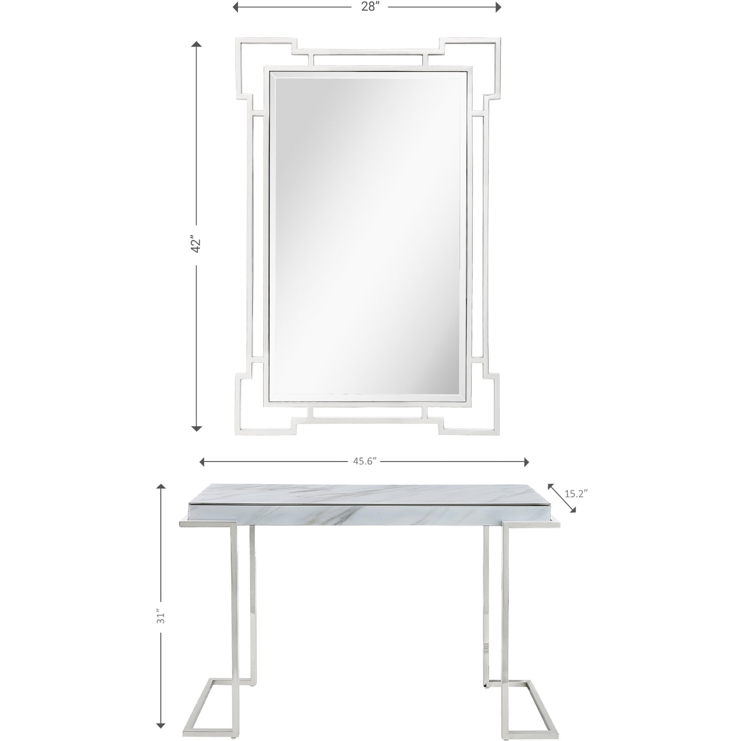 Aldon Wall Mirror and Console Table