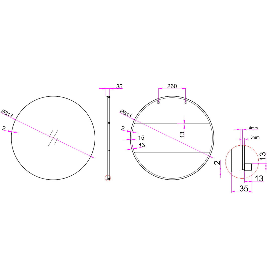 Round Metal Frame Mirror