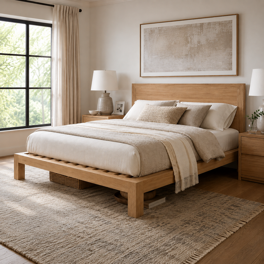 Modern platform bed showing support, height, headboard, and room fit.
